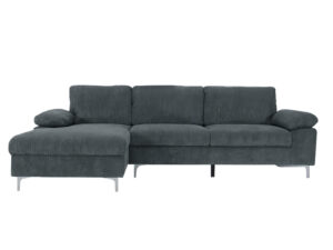 Ds Kaveah Corduroy Sectional Sofa Grey Pr65640 Sofas Sectionals Sofa Beds Nz Depot - Nz Depot