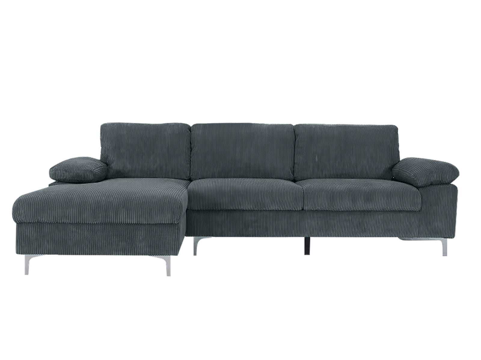 Kaveah Corduroy Sectional Sofa Grey