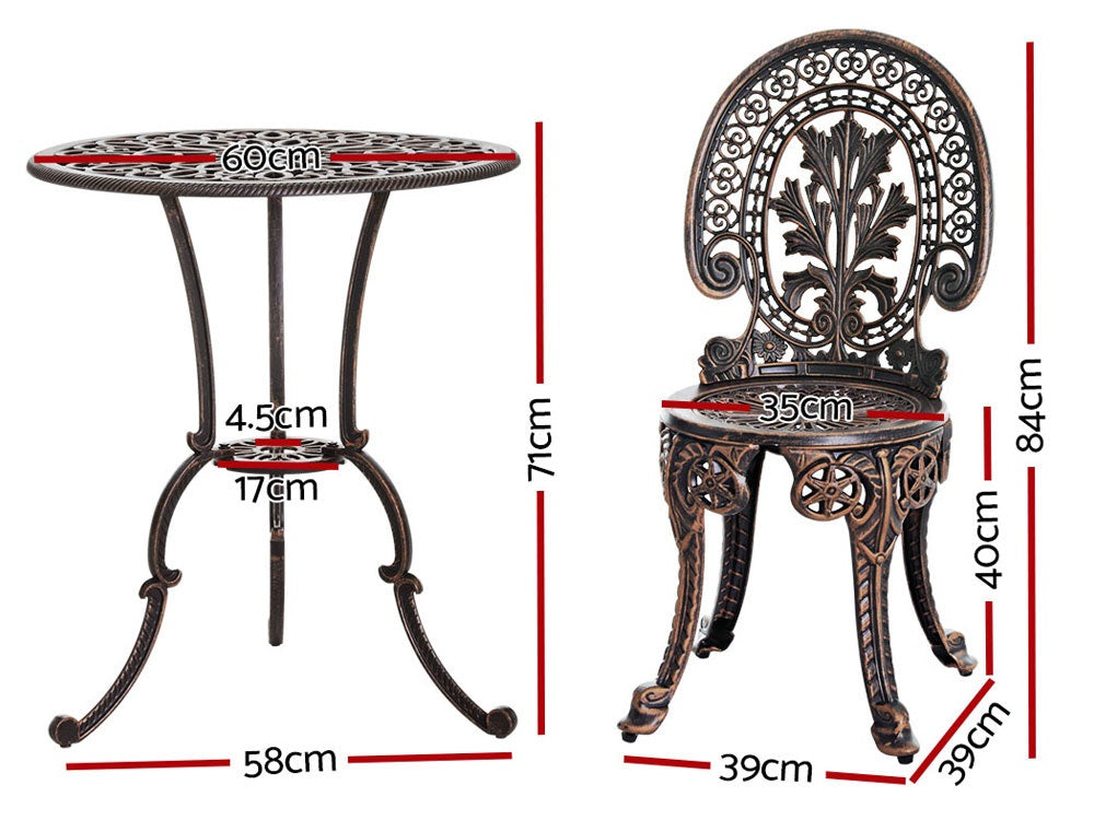 Ds Krona Bistro Set Cast Alum. Bronze Pr65684 Outdoor Furniture Nz Depot 4 - Nz Depot