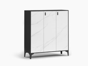 Ds Lonna Steel Shoe Cabinet 3 Door White Marble Pr65422 Shoe Rack Nz Depot - Nz Depot