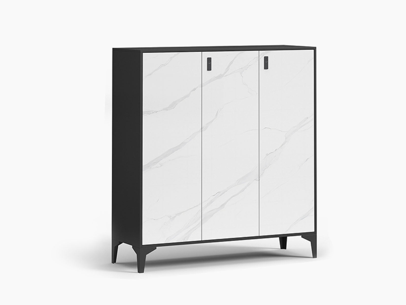 Lonna Steel Shoe Cabinet 3-Door White Marble