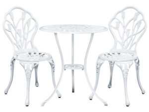 Ds Ornato Bistro Set Cast Alum. White Pr65683 Outdoor Furniture Nz Depot - Nz Depot