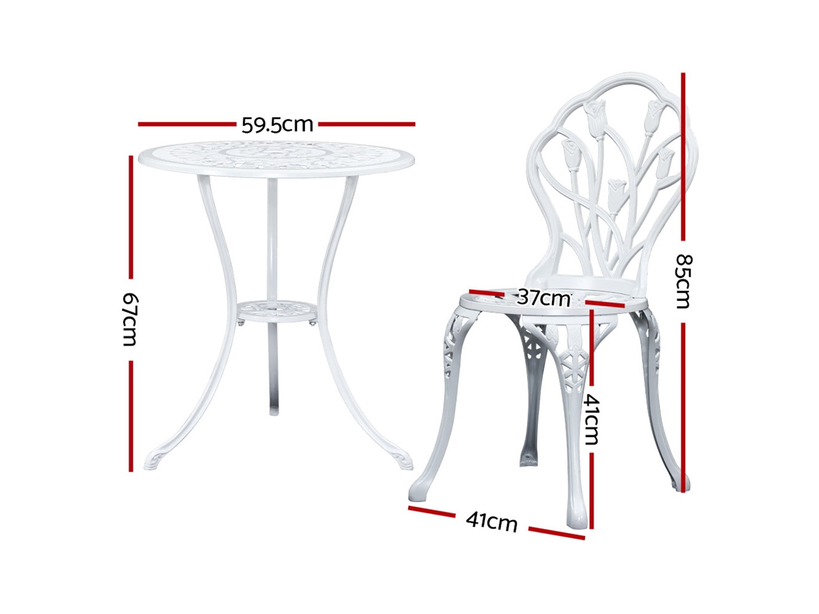 Ds Ornato Bistro Set Cast Alum. White Pr65683 Outdoor Furniture Nz Depot 5 - Nz Depot