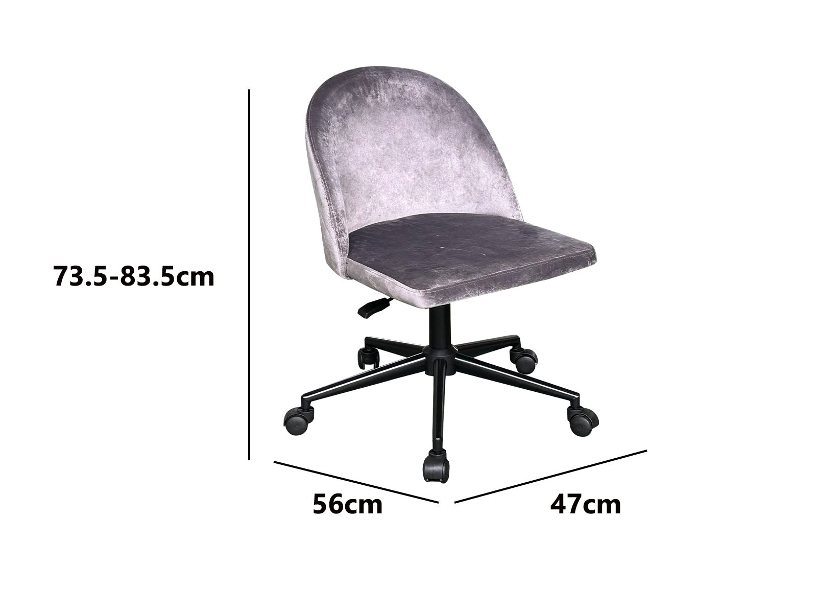 Dallin Office Chair Velvet Grey Pr9537 Office Chairs Nz Depot 6 - Nz Depot