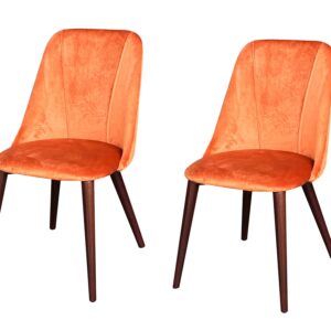 Evian Dining Chair Velvet Orange x2