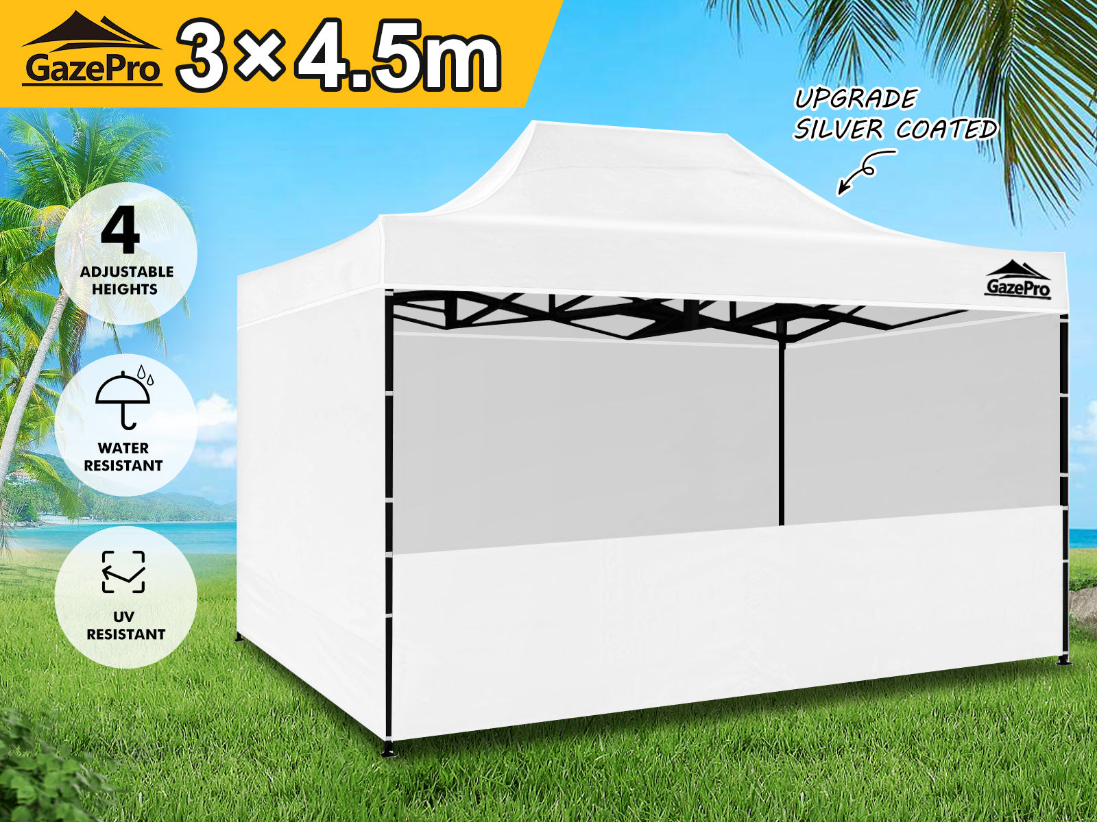 Gazebo C Silver Coated Roof 3X4.5M White Pr9255 Gazebos Nz Depot 12 - Nz Depot