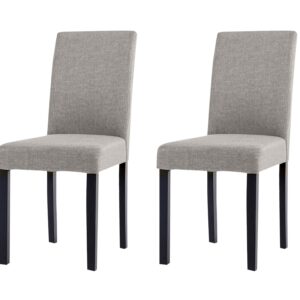 Linen Dining Chair x2 Grey+Black