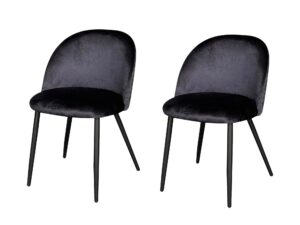 Lumia Dining Chair Velvet Black x2 PR9539 Dining Chairs NZ DEPOT