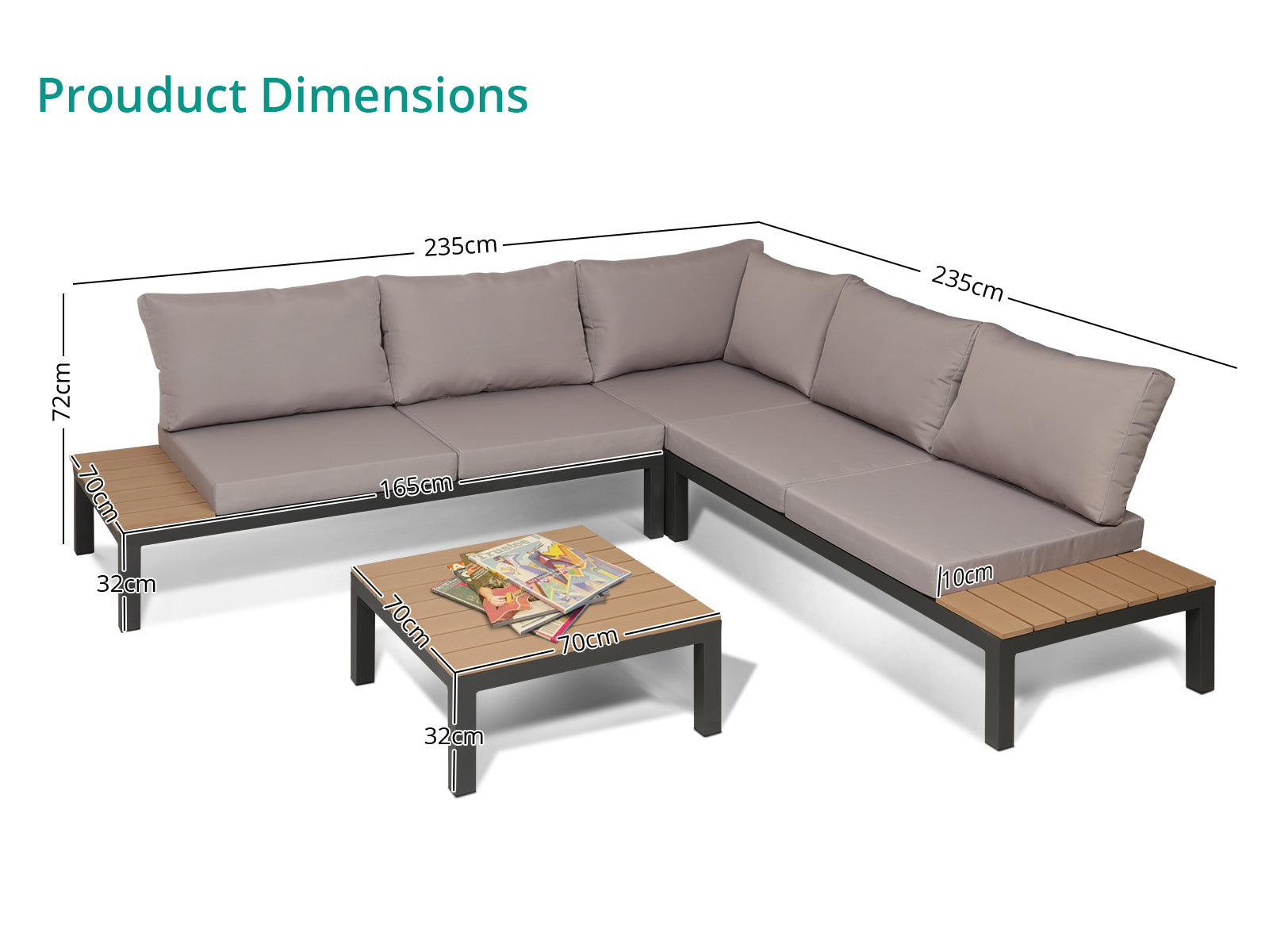 Nordik Corner Lounge Black And Teak Pr9562 Outdoor Furniture Nz Depot 5 - Nz Depot