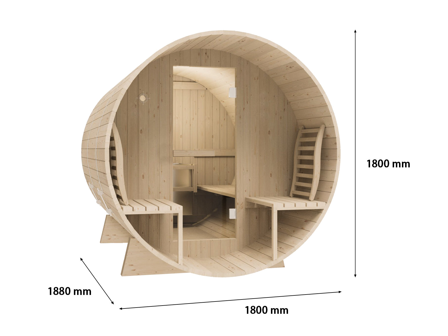 Outdoor Barrel Sauna with Porch Dark Grey Bitumen Roof PR12650 Outdoor Furniture NZ DEPOT 8