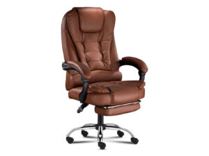 Percy Massage Office Chair PU Brown PR7151 Office Chairs NZ DEPOT