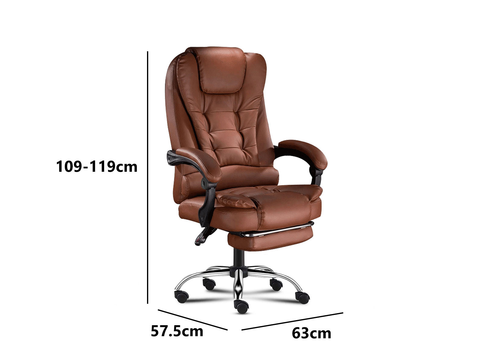 Percy Massage Office Chair PU Brown PR7151 Office Chairs NZ DEPOT 5