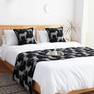 SOGA 1.5m Bed Light Luxury Black Zebra Vintage Bed Scarf Runner Bedding Tail Pad Flag For Home Hotel Set of 3, Home, Bed Linen, Throws And Blankets, Blankets, ,  - NZ DEPOT 2