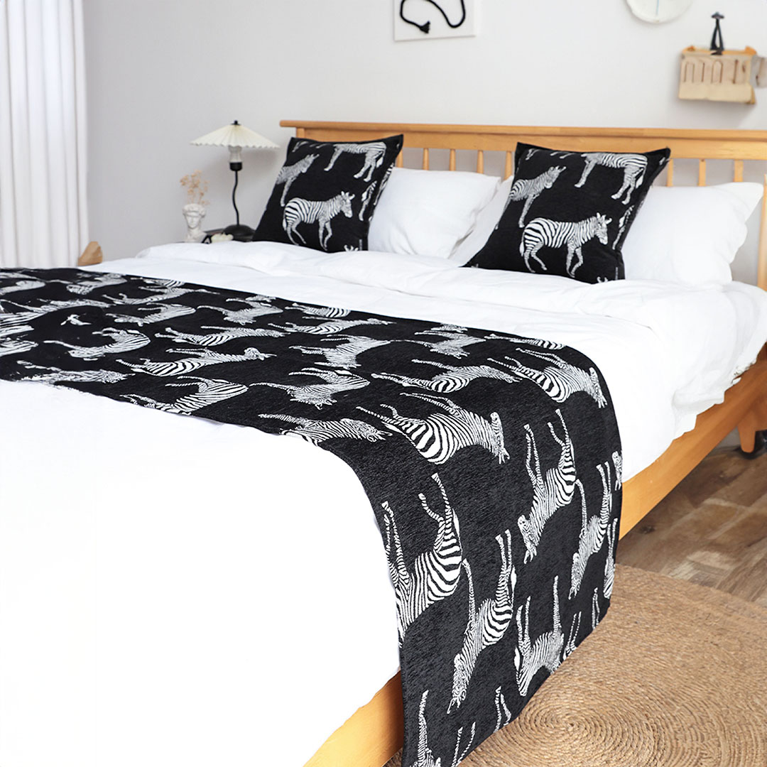 Soga 1.5M Bed Light Luxury Black Zebra Vintage Bed Scarf Runner Bedding Tail Pad Flag For Home Hotel Set Of 3, Home, Bed Linen, Throws And Blankets, Blankets, ,  - Nz Depot 4