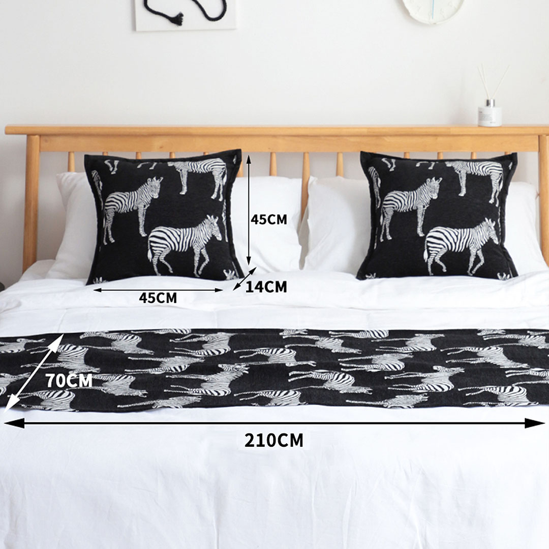 Soga 1.5M Bed Light Luxury Black Zebra Vintage Bed Scarf Runner Bedding Tail Pad Flag For Home Hotel Set Of 3, Home, Bed Linen, Throws And Blankets, Blankets, ,  - Nz Depot 5