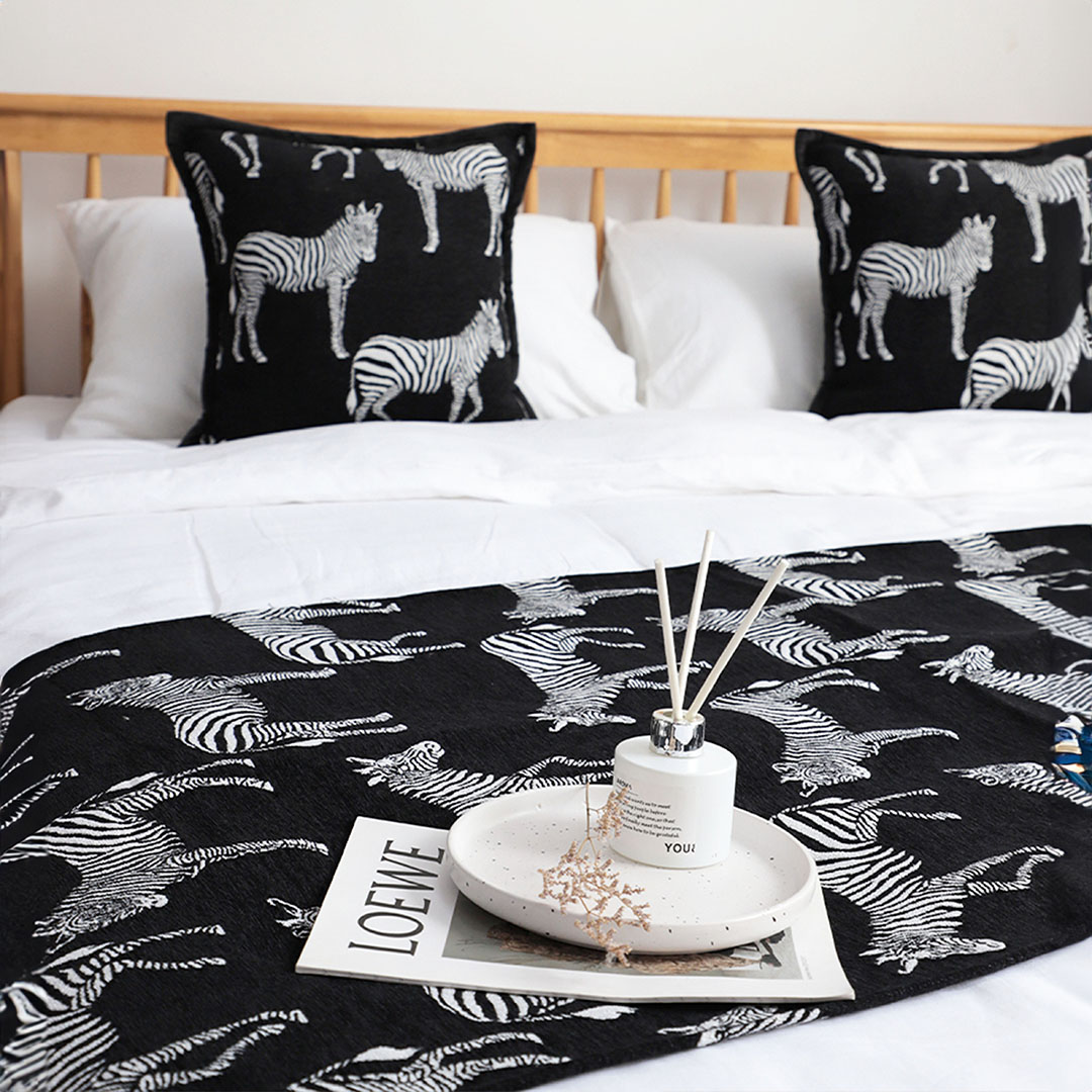 Soga 1.5M Bed Light Luxury Black Zebra Vintage Bed Scarf Runner Bedding Tail Pad Flag For Home Hotel Set Of 3, Home, Bed Linen, Throws And Blankets, Blankets, ,  - Nz Depot 6