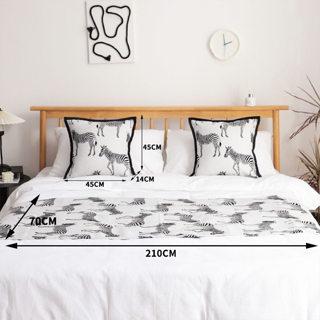 SOGA 1.5m Bed Light Luxury Zebra Vintage Bed Scarf Runner Bedding Tail Pad Flag For Home Hotel Set of 3, Home, Bed Linen, Throws And Blankets, Blankets, ,  - NZ DEPOT 5