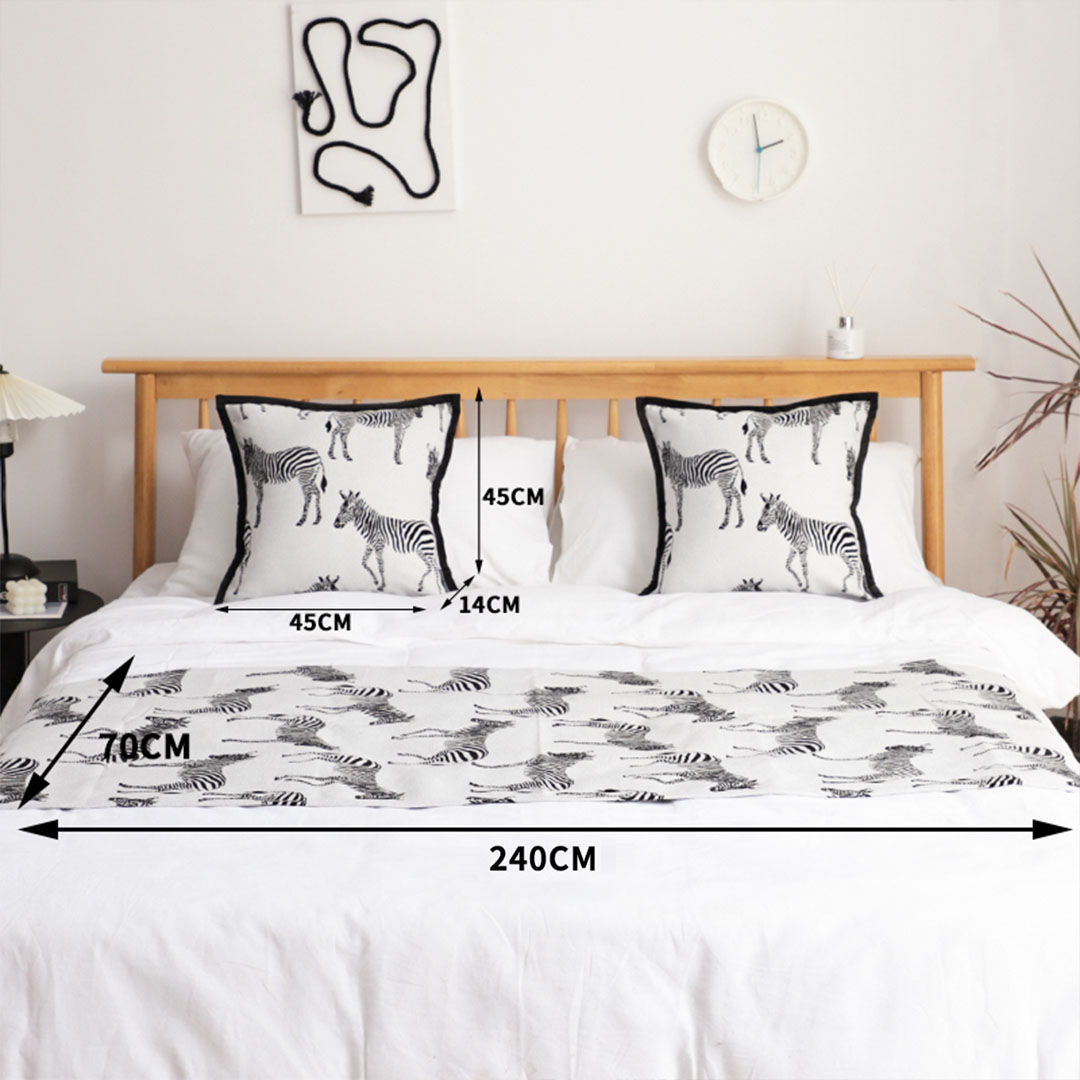 SOGA 1.8m Bed Light Luxury Zebra Vintage Bed Scarf Runner Bedding Tail Pad Flag For Home Hotel Set of 3, Home, Bed Linen, Throws And Blankets, Blankets, ,  - NZ DEPOT 5