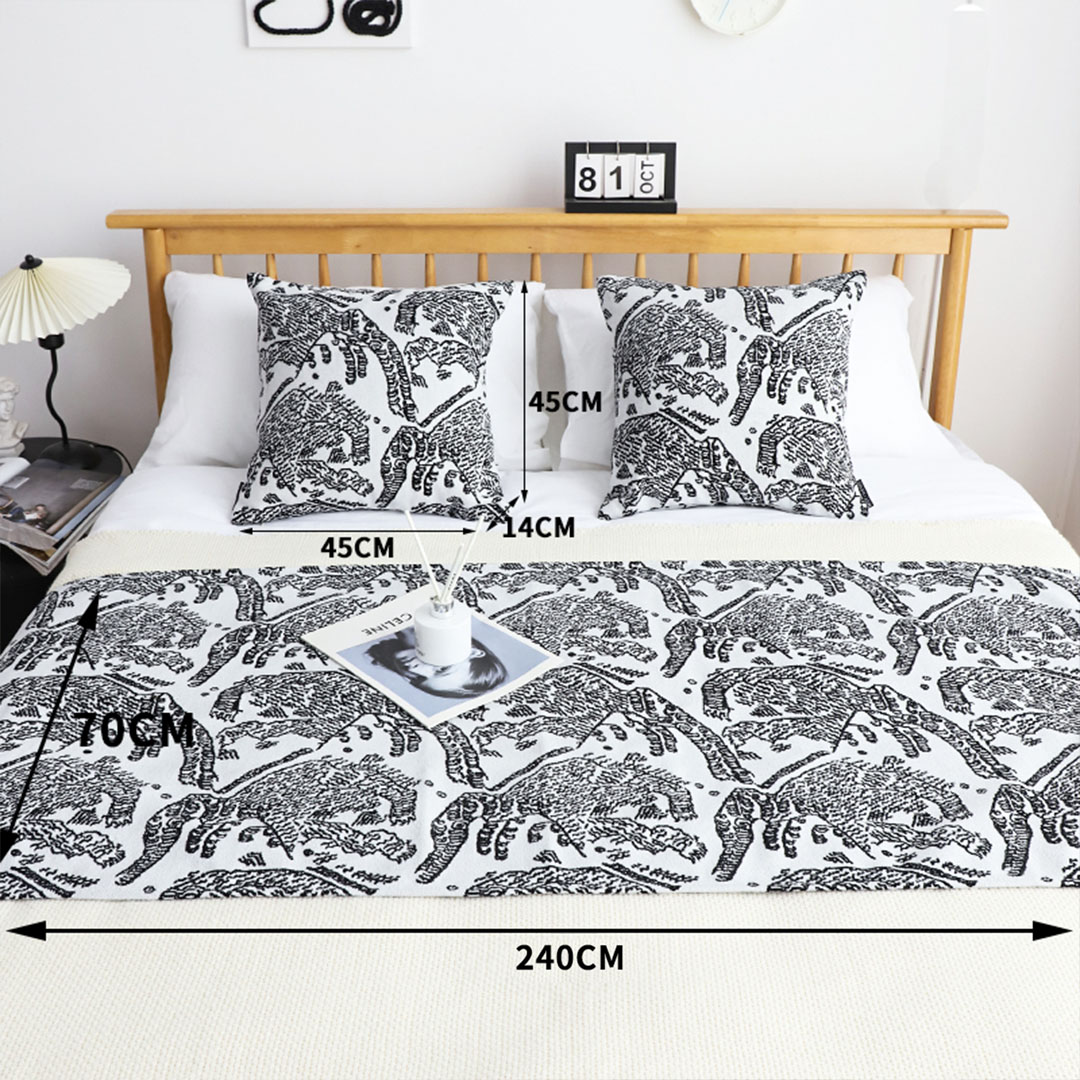 SOGA 1.8m Light Black Luxury Mottled Bed Vintage Scarf Runner Bedding Tail Pad Flag For Home Hotel Set of 3, Home, Bed Linen, Throws And Blankets, Blankets, ,  - NZ DEPOT 5