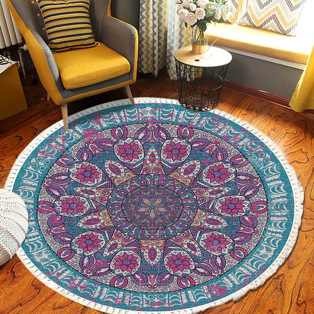 Soga 120Cm Mandala Area Rug For Living Room Lounge, Bedroom, Anti-Slip Doormat, Home Decor, Home &Amp; Living, Home Decor, Rugs, Shaggy Rugs, ,  - Nz Depot 5