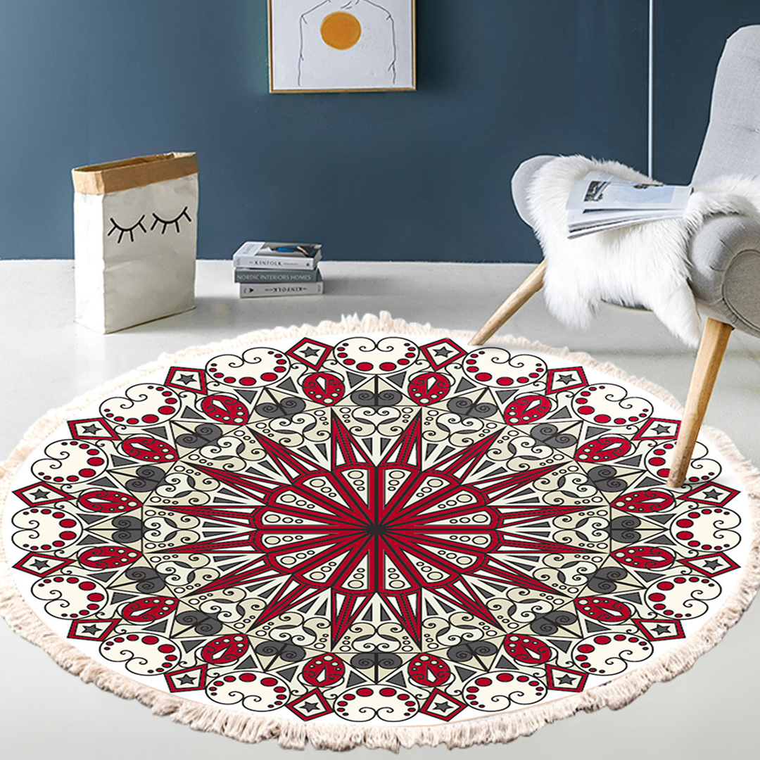 SOGA 120cm Mandala Modern Ethnic Tassel Print Anti-slip Doormat, Home Decor, Home & Living, Home Decor, Rugs, Shaggy Rugs, ,  - NZ DEPOT 3