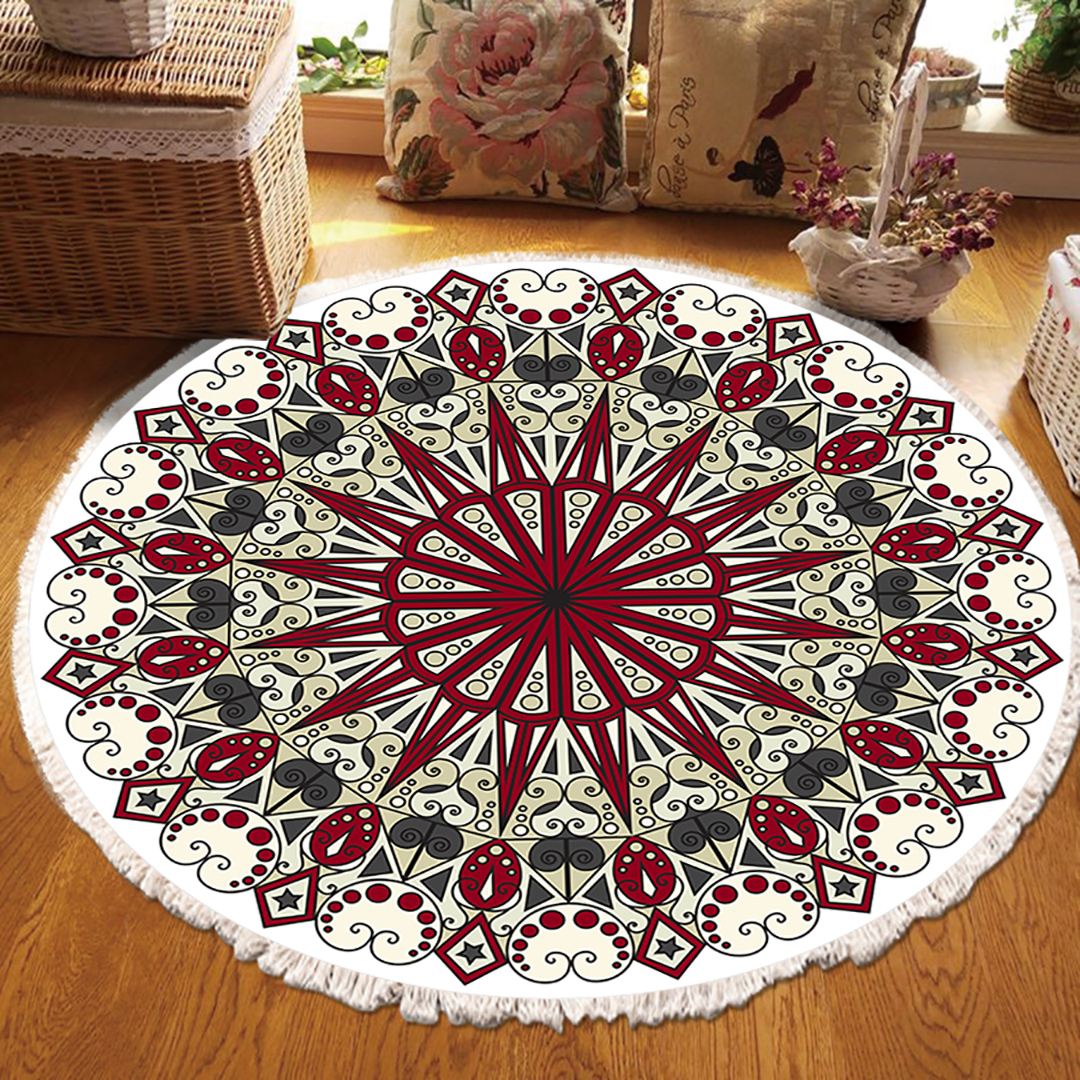 SOGA 120cm Mandala Modern Ethnic Tassel Print Anti-slip Doormat, Home Decor, Home & Living, Home Decor, Rugs, Shaggy Rugs, ,  - NZ DEPOT 4