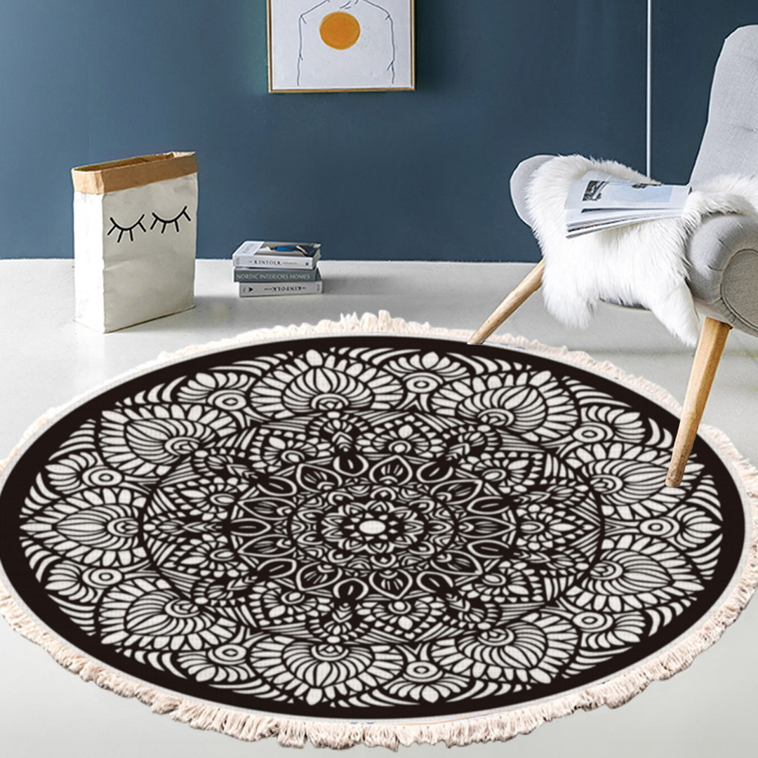 Soga 120Cm Mandala Modern Ethnic Tassel Print Anti-Slip Doormat, Home Decor, Home &Amp; Living, Home Decor, Rugs, Shaggy Rugs, ,  - Nz Depot 3