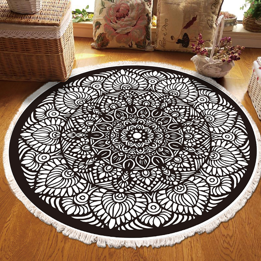 Soga 120Cm Mandala Modern Ethnic Tassel Print Anti-Slip Doormat, Home Decor, Home &Amp; Living, Home Decor, Rugs, Shaggy Rugs, ,  - Nz Depot 4