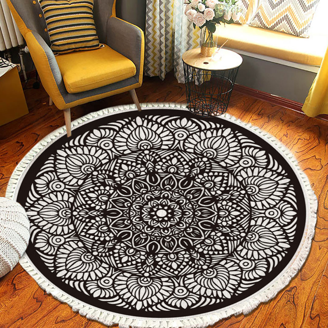 Soga 120Cm Mandala Modern Ethnic Tassel Print Anti-Slip Doormat, Home Decor, Home &Amp; Living, Home Decor, Rugs, Shaggy Rugs, ,  - Nz Depot 5