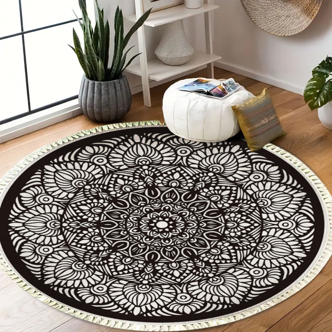 Soga 120Cm Mandala Modern Ethnic Tassel Print Anti-Slip Doormat, Home Decor, Home &Amp; Living, Home Decor, Rugs, Shaggy Rugs, ,  - Nz Depot 7