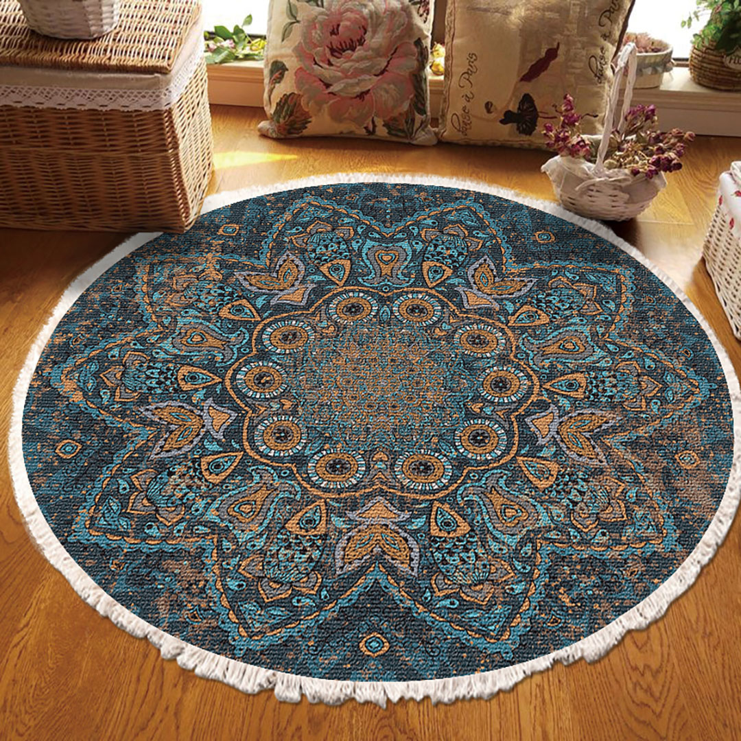 Soga 120Cm Mandala Pattern Circle Area Rugs For Living Room Lounge, Anti-Slip Doormat, Home Decor, Home &Amp; Living, Home Decor, Rugs, Shaggy Rugs, ,  - Nz Depot 4