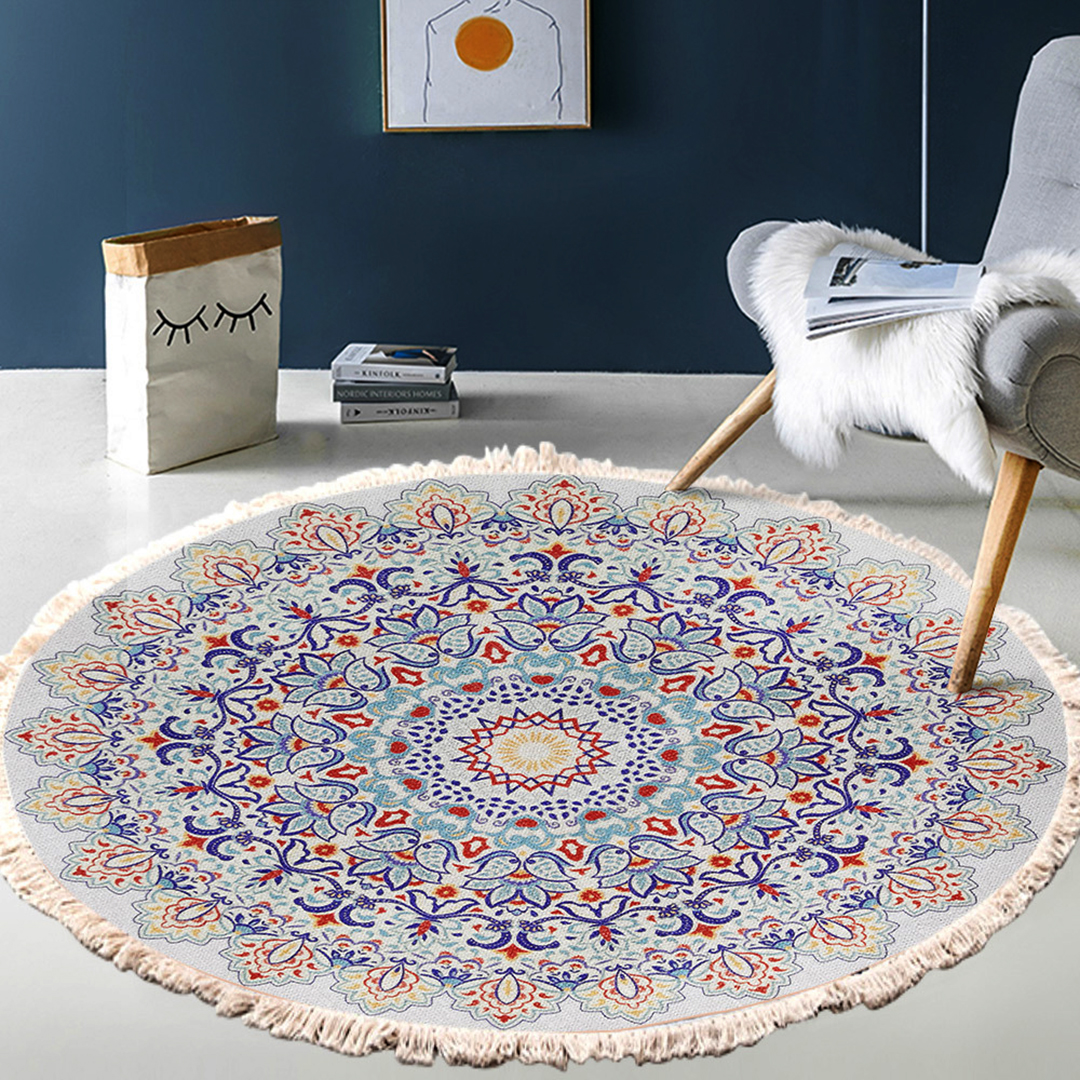 SOGA 120cm Mandala Round Area Thick Anti-slip Doormat, Home Decor, Home & Living, Home Decor, Rugs, Shaggy Rugs, ,  - NZ DEPOT 3