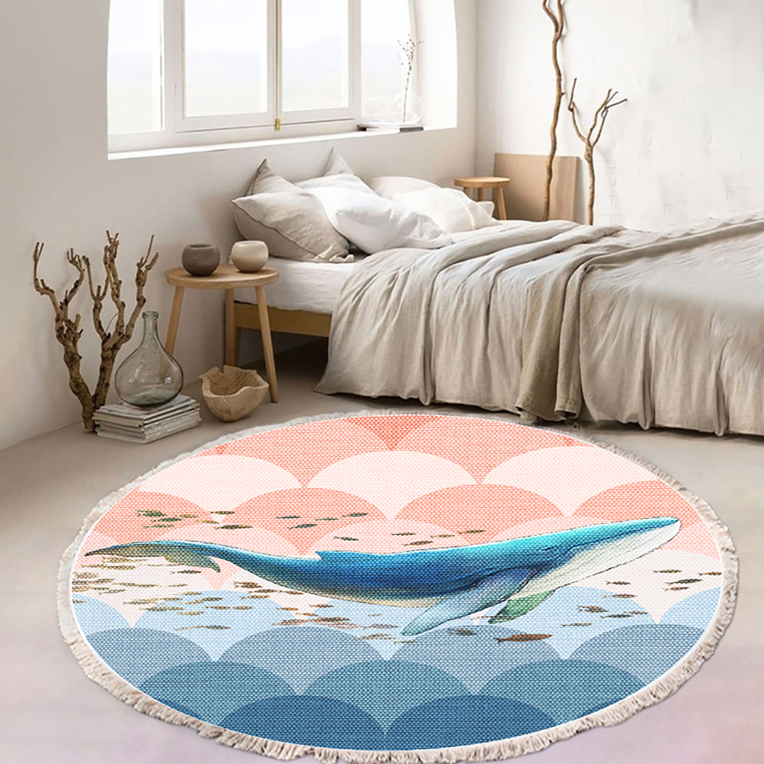 Soga 120Cm Round Tassels Shark Print Area Rugs, Home Decor, Home &Amp; Living, Home Decor, Rugs, Shaggy Rugs, ,  - Nz Depot 2