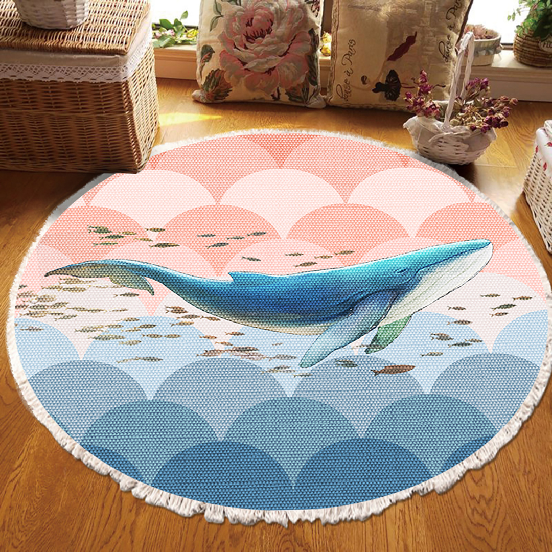 Soga 120Cm Round Tassels Shark Print Area Rugs, Home Decor, Home &Amp; Living, Home Decor, Rugs, Shaggy Rugs, ,  - Nz Depot 4