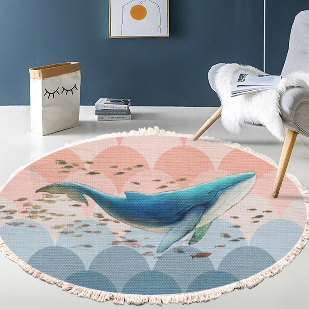 Soga 120Cm Round Tassels Shark Print Area Rugs, Home Decor, Home &Amp; Living, Home Decor, Rugs, Shaggy Rugs, ,  - Nz Depot 5