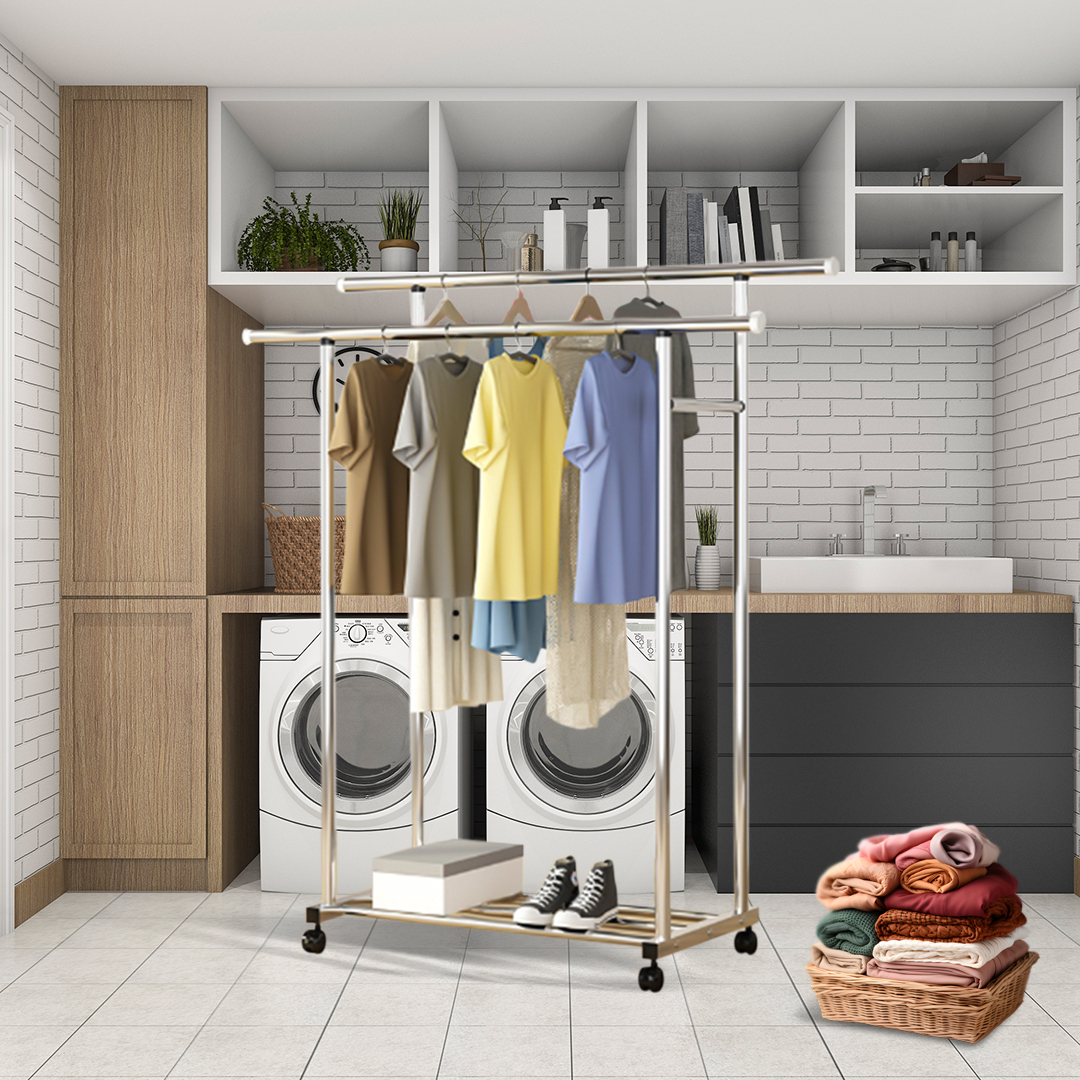 Soga 120Cm Stainless Steel Floor-Standing Clothes Rack - Durable And Space-Saving Laundry Organizer, Home &Amp; Living, Laundry, Drying Racks, , ,  - Nz Depot 6