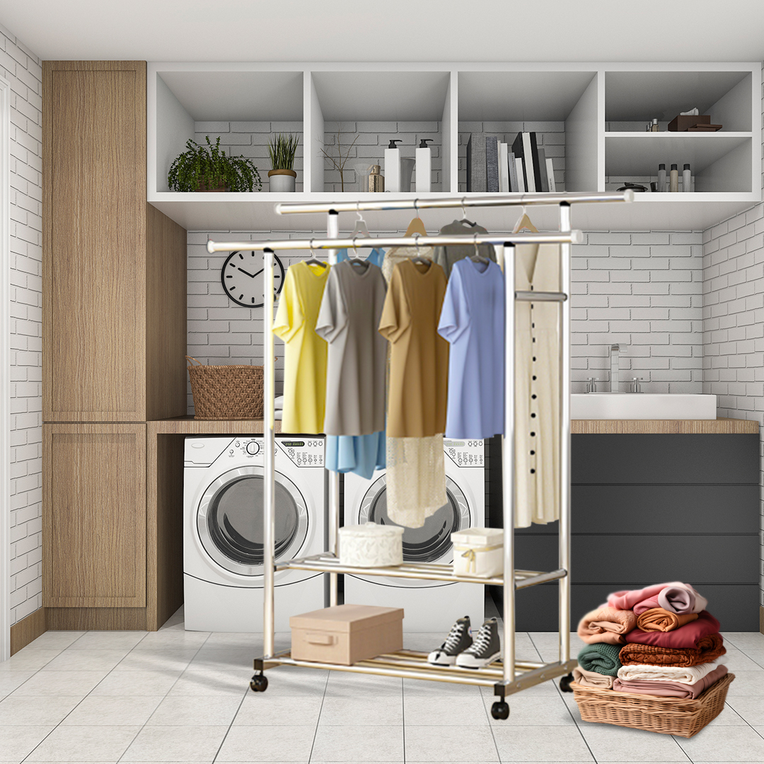 Soga 120Cm Stainless Steel Floor-Standing Clothes Rack - Durable And Space-Saving Laundry Organizer, Home &Amp; Living, Laundry, Drying Racks, , ,  - Nz Depot 6