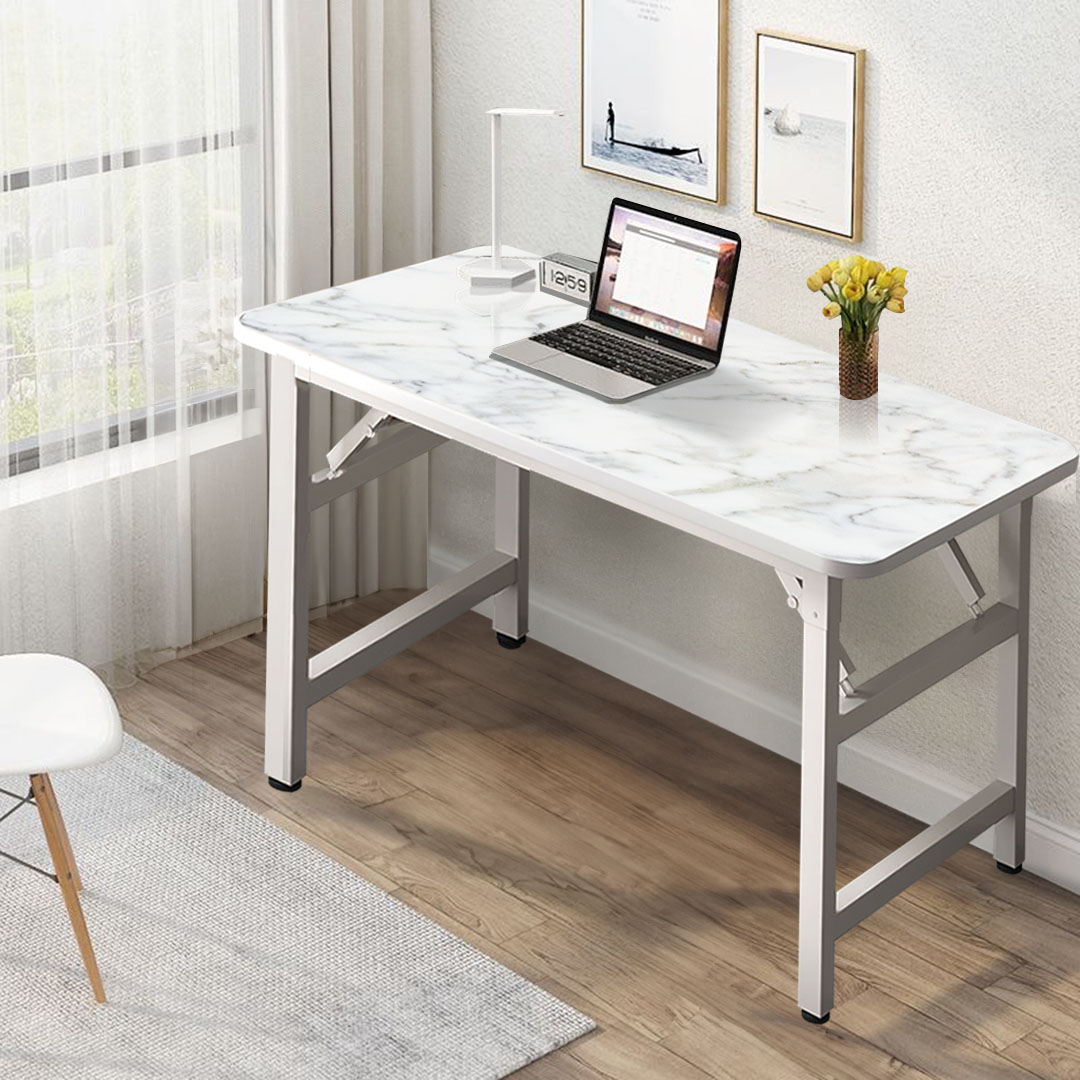 SOGA 120x60 White Foldable Computer Study Table Easy Assembly Desk No Chair, Furniture, Living Room Furniture, Tables, , ,  - NZ DEPOT 3