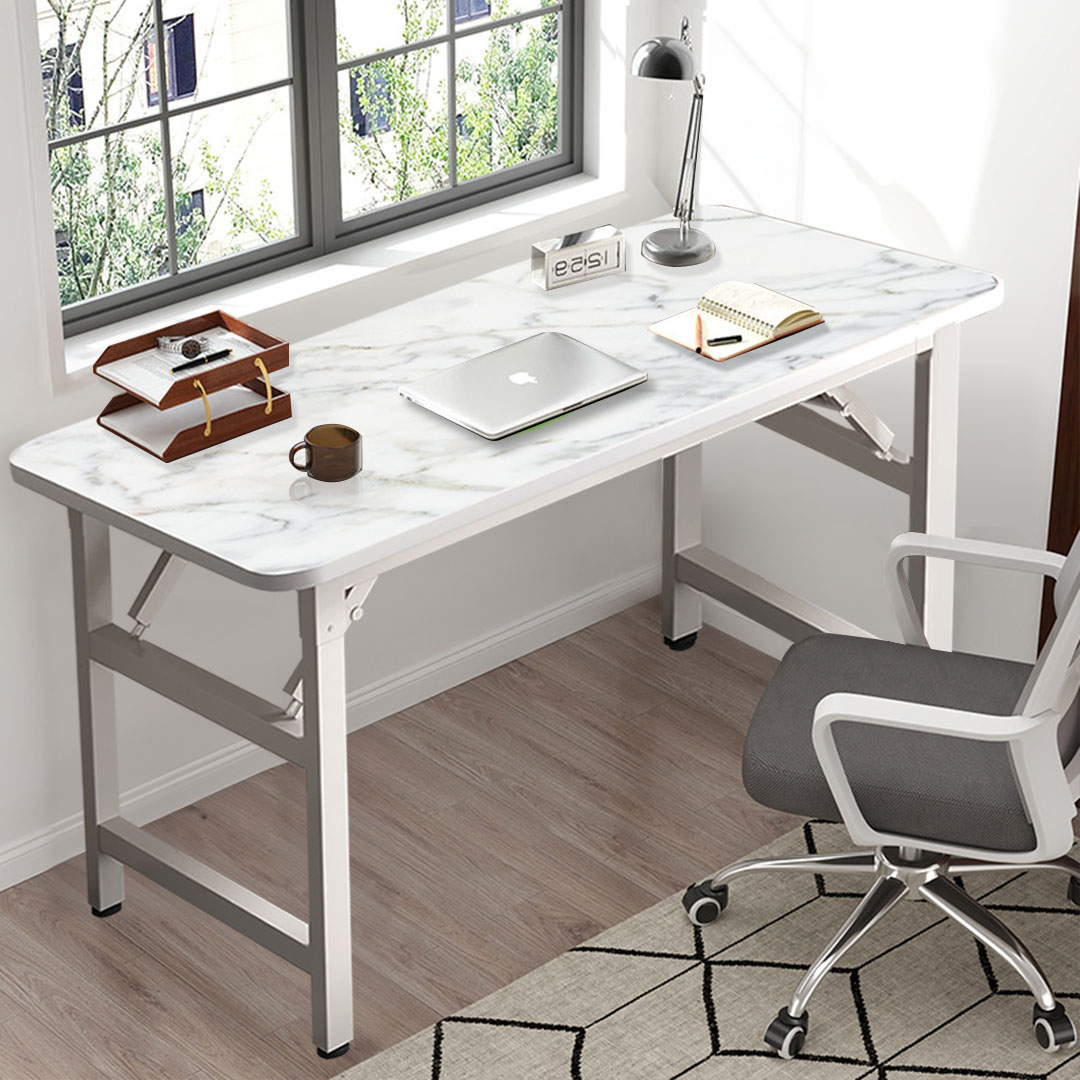 SOGA 120x60 White Foldable Computer Study Table Easy Assembly Desk No Chair, Furniture, Living Room Furniture, Tables, , ,  - NZ DEPOT 4