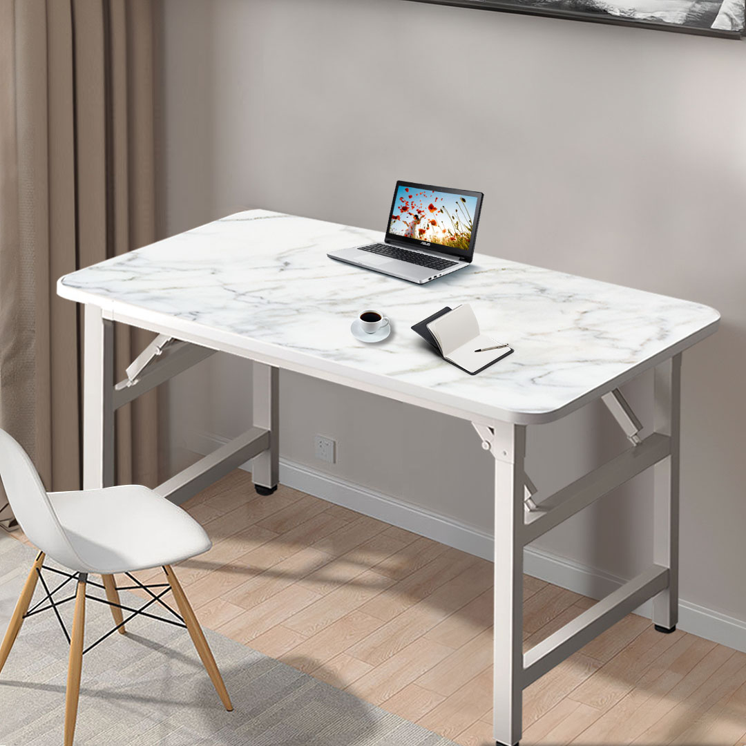 SOGA 120x60 White Foldable Computer Study Table Easy Assembly Desk No Chair, Furniture, Living Room Furniture, Tables, , ,  - NZ DEPOT 5