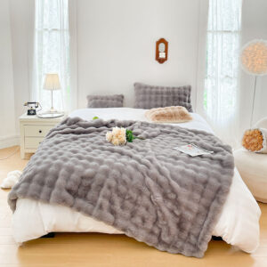 SOGA 200cm Grey Fur Fuzzy Super Soft and Cozy Fluffy Throw Blanket, Home, Bed Linen, Throws And Blankets, Blankets, ,  - NZ DEPOT 2