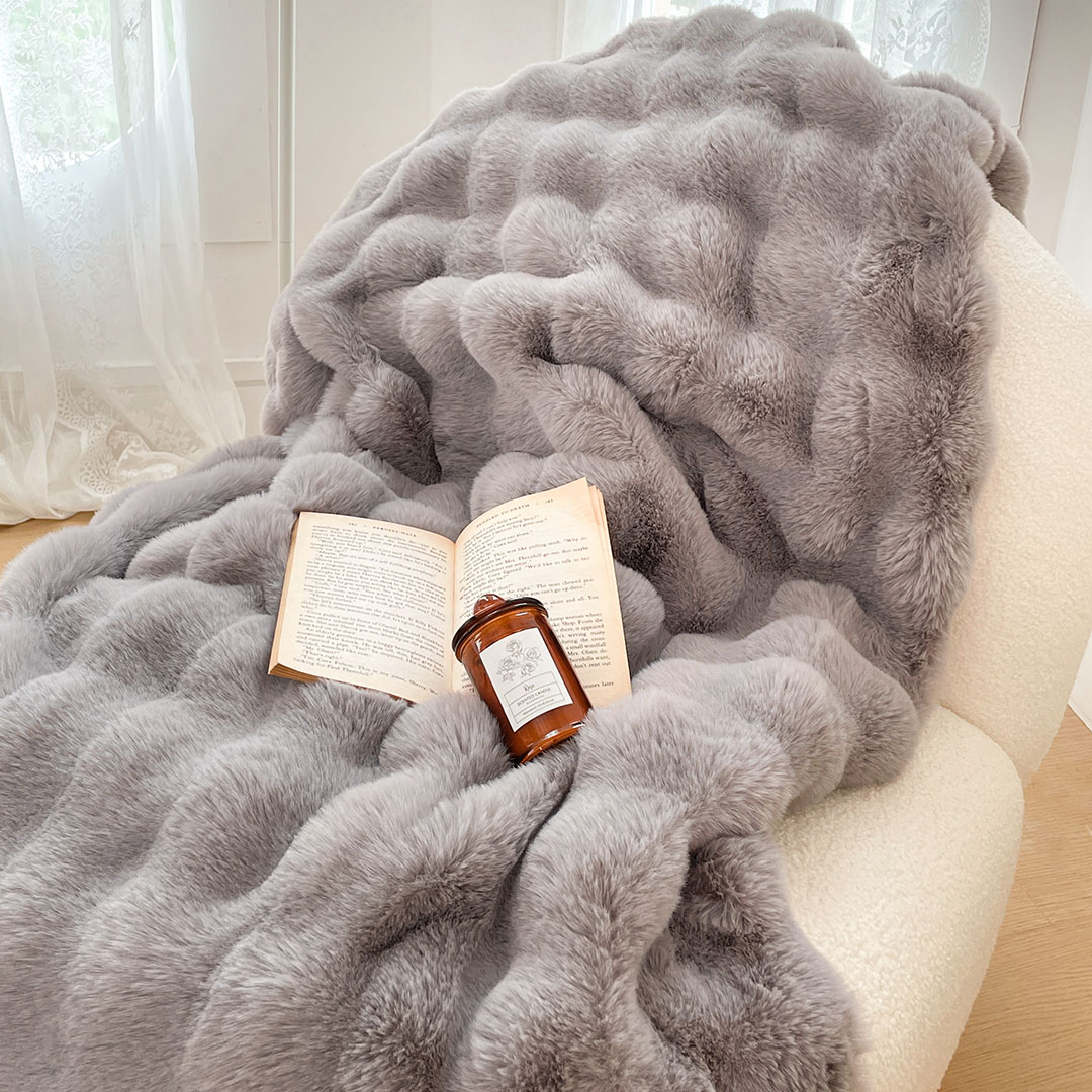 Soga 200Cm Grey Fur Fuzzy Super Soft And Cozy Fluffy Throw Blanket, Home, Bed Linen, Throws And Blankets, Blankets, ,  - Nz Depot 6