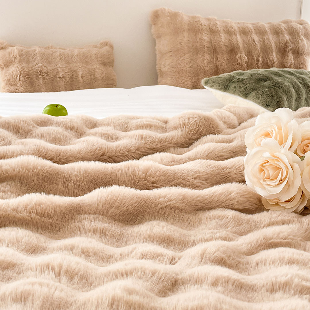 Soga 200Cm Light Camel Fur Fuzzy Super Soft And Cozy Fluffy Throw Blanket, Home, Bed Linen, Throws And Blankets, Blankets, ,  - Nz Depot 4