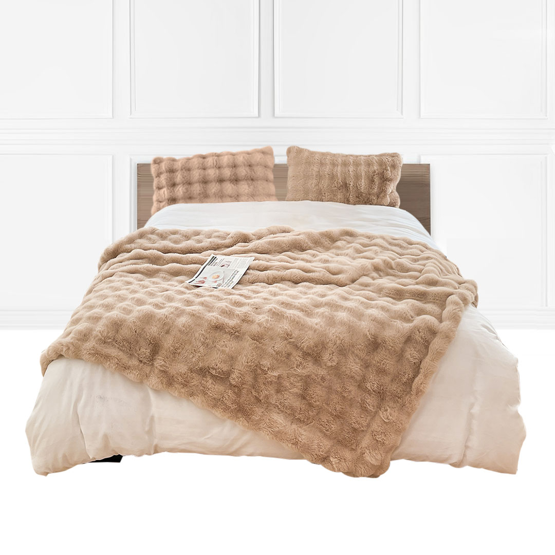 Soga 200Cm Light Camel Fur Fuzzy Super Soft And Cozy Fluffy Throw Blanket, Home, Bed Linen, Throws And Blankets, Blankets, ,  - Nz Depot 1