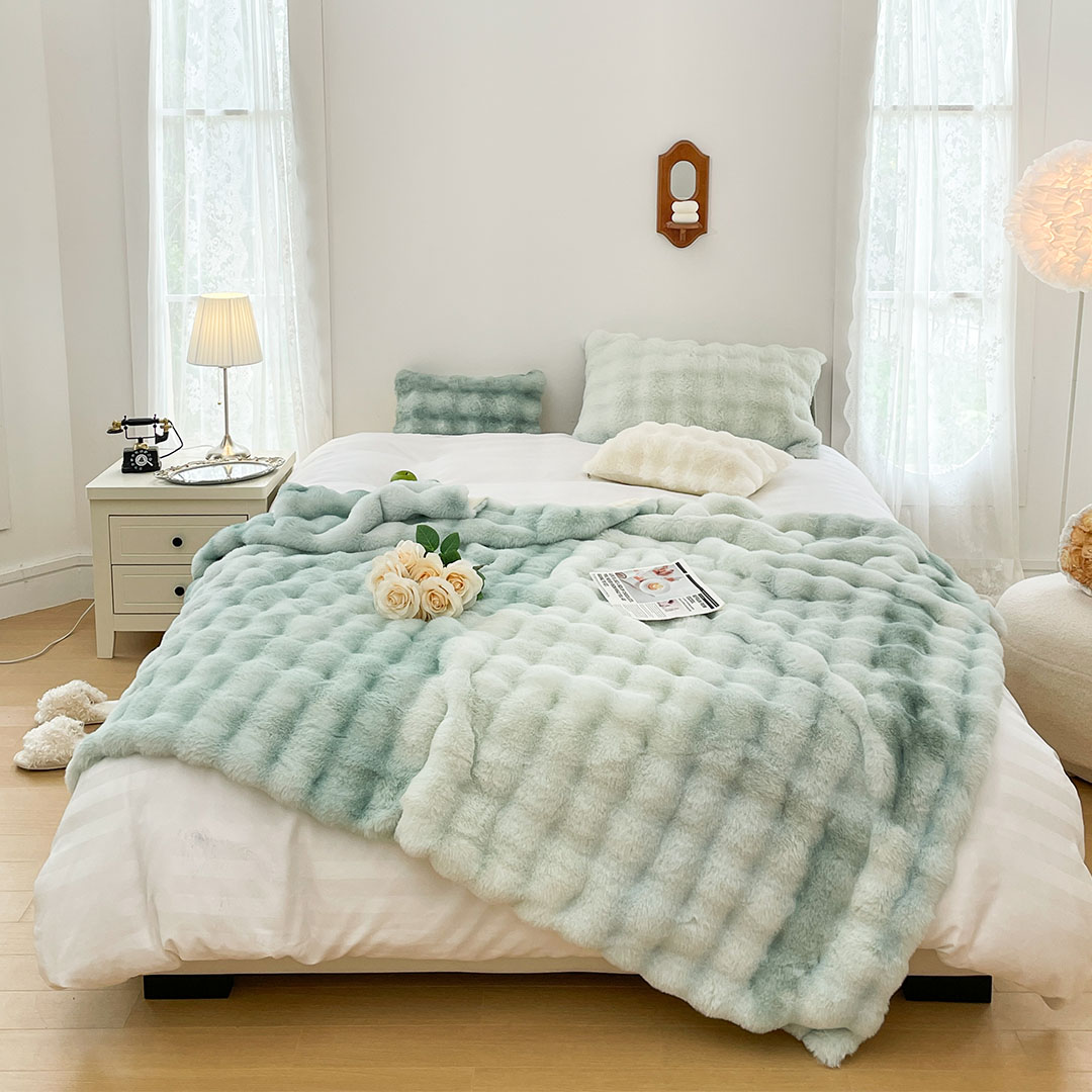 Soga 200Cm Light Green Fuzzy Super Soft And Cozy Fluffy Throw Blanket, Home, Bed Linen, Throws And Blankets, Blankets, ,  - Nz Depot 2