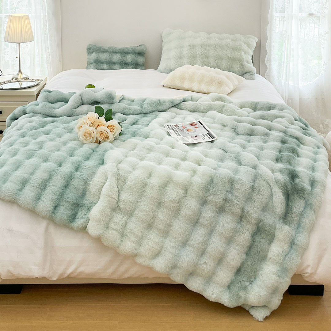 Soga 200Cm Light Green Fuzzy Super Soft And Cozy Fluffy Throw Blanket, Home, Bed Linen, Throws And Blankets, Blankets, ,  - Nz Depot 3