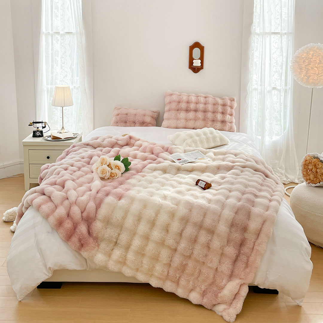 Soga 200Cm Light Pink Fur Fuzzy Super Soft And Cozy Fluffy Throw Blanket, Home, Bed Linen, Throws And Blankets, Blankets, ,  - Nz Depot 2