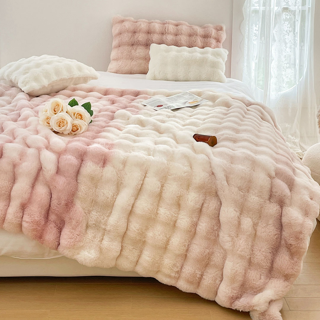 Soga 200Cm Light Pink Fur Fuzzy Super Soft And Cozy Fluffy Throw Blanket, Home, Bed Linen, Throws And Blankets, Blankets, ,  - Nz Depot 3