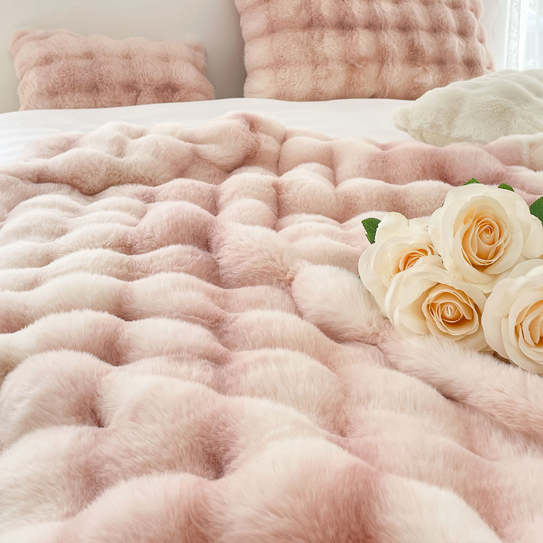 Soga 200Cm Light Pink Fur Fuzzy Super Soft And Cozy Fluffy Throw Blanket, Home, Bed Linen, Throws And Blankets, Blankets, ,  - Nz Depot 10