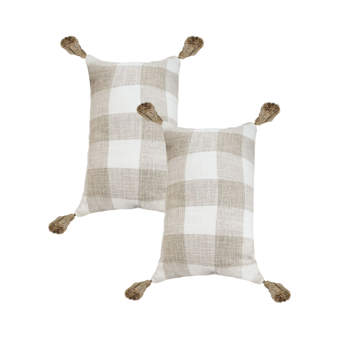 Soga 2X 35Cm Pillow Lumbar Cover Decorative Plaid Farmhouse Cushion Throw Pillow, Furniture, Living Room Furniture, Occasional Chairs, , ,  - Nz Depot 1